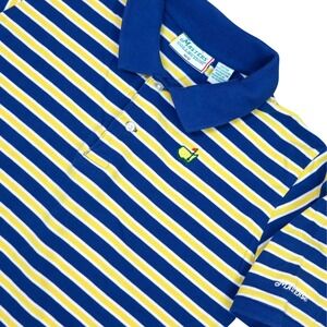 Masters Collection Polo Shirt Kids Size 10/12 Blue Yellow Striped Golf Augusta